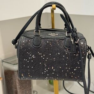 Coach Micro Mini Bennett Star Black Glitter Crossbody Purse